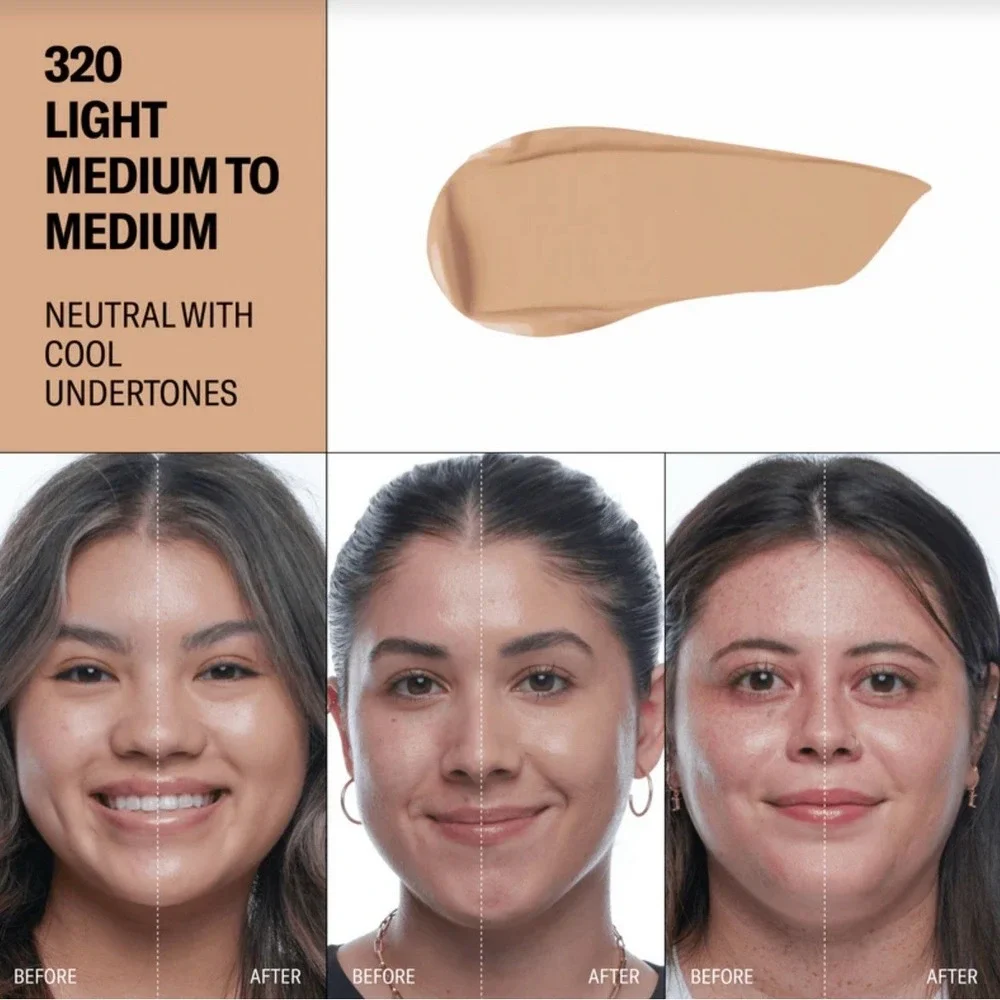 YOUTH FORIA WOMENS DATE NIGHT SKIN TINT SERUM FOUNDATION 320 LIGHT MEDIUM/MEDIUM
